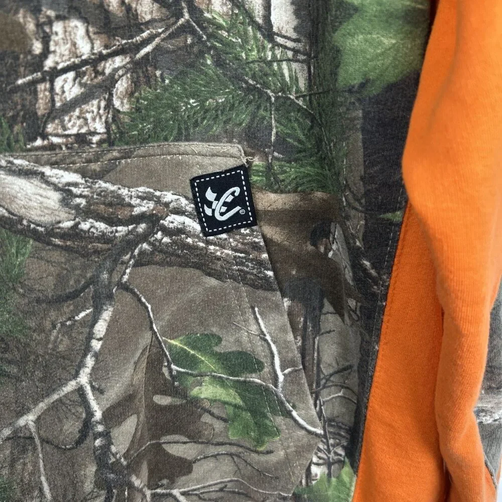 Chase Tony Stewart NASCAR Hoodie Men’s Large Orange Camo Pullover Sweater Hooded